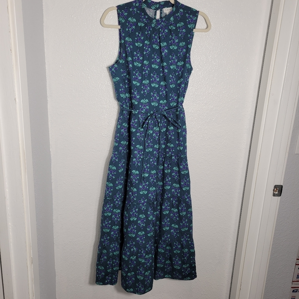 J Crew Factory Printed mockneck tiered midi dress CD299 NWT Size 6 - Picture 5 of 9